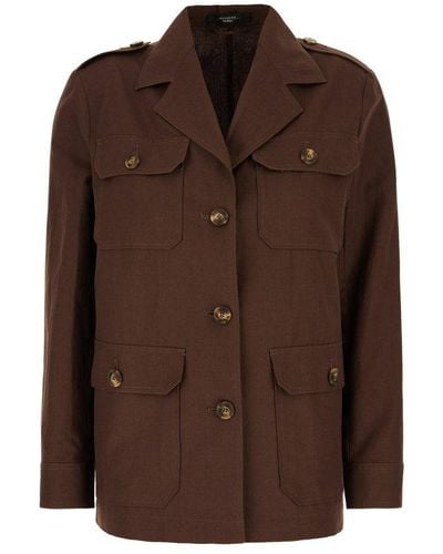 Weekend by Maxmara Buttoned Long-sleeved Blazer - Brown
