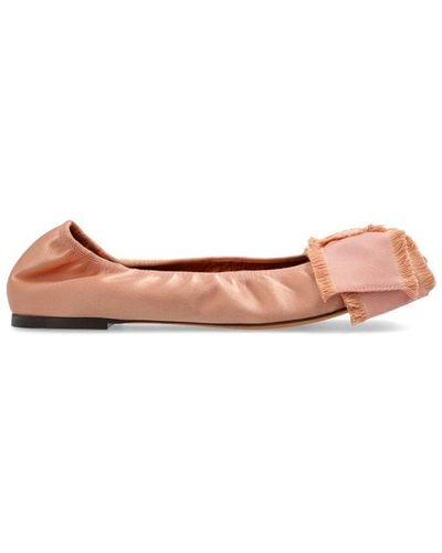 Lanvin Bow Detailed Ballet Flats - Pink