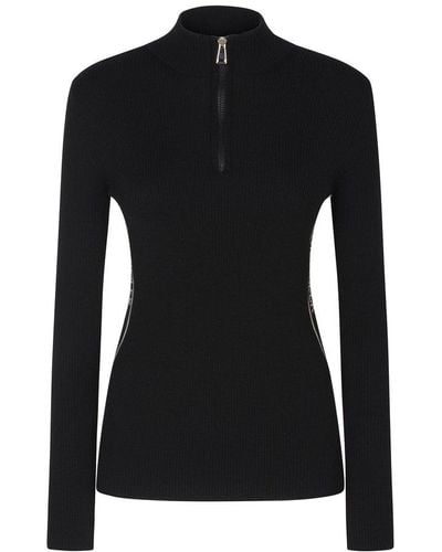 Moncler Logo Detailed Half-zip Sweater - Black