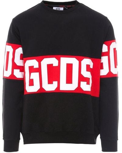 Gcds Crew Neck Long Sleeves Cotton Printed Sweatshirts - Red
