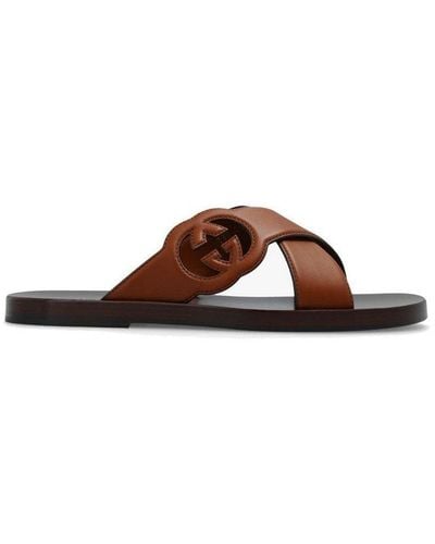 Gucci Interlocking G Slide Sandal - Brown