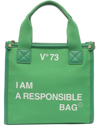 V73 Logo Printed Tote Bag - Green