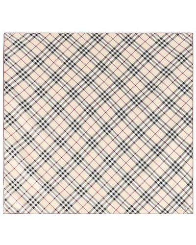 Burberry Check Printed Square Scarf - Natural