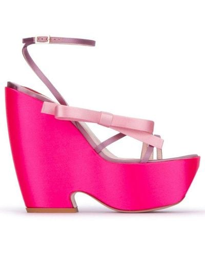 Roger Vivier Bow Detailed Wedge Sandals - Pink
