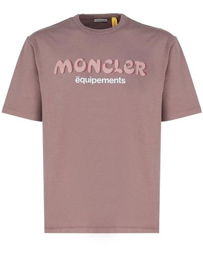 Moncler Genius Monochrome Logo Cotton T Shirt. - Pink