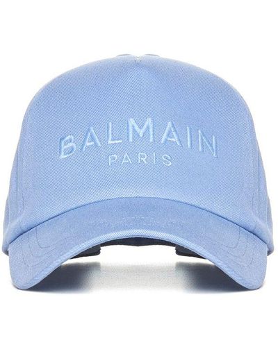 Balmain Logo Cotton Baseball Cap - Blue