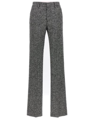 Alessandra Rich Herringbone Tweed Pants - Gray