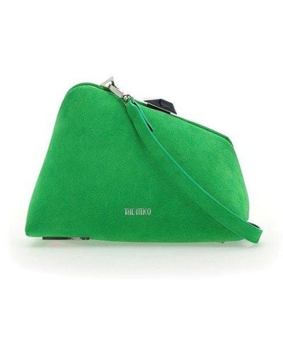 The Attico Logo Detailed Envelope Design Clutch Bag - Green
