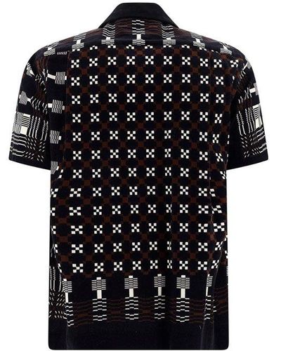 Sacai Geometric-printed Buttoned Shirt - Black