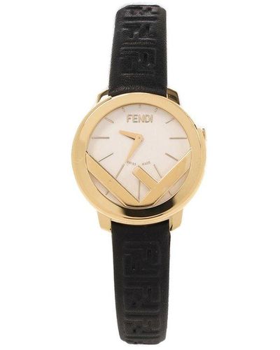 Fendi F Is Ff Leather Bracelet Watch, 28mm - Metallic