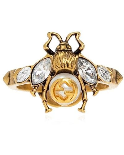 Gucci Ring With Bee Motif - Metallic