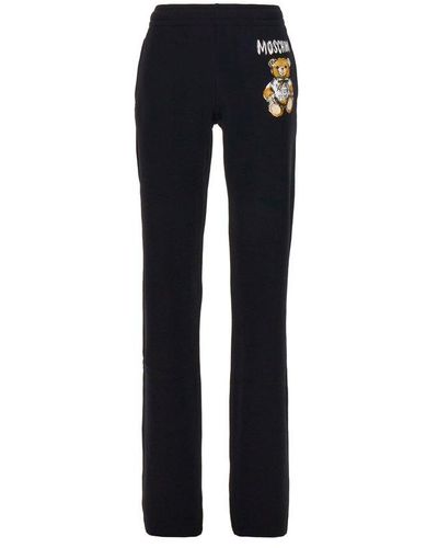 Moschino Logo Teddy Bear Printed Straight-leg Trousers - Blue