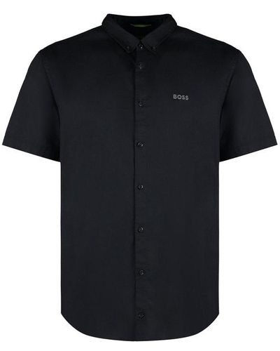 BOSS Short-sleeved Round Hem Shirt - Black