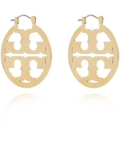 Tory Burch Earrings With Logo, - Metallic