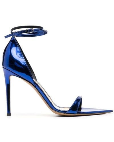 Alexandre Vauthier Metallic Effect Ankle Strapped Sandals - Blue