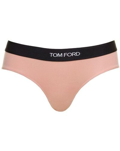 Tom Ford Ignature Boy Short' Beige Briefs With Logo Waistband In Stretch-jersey - Natural