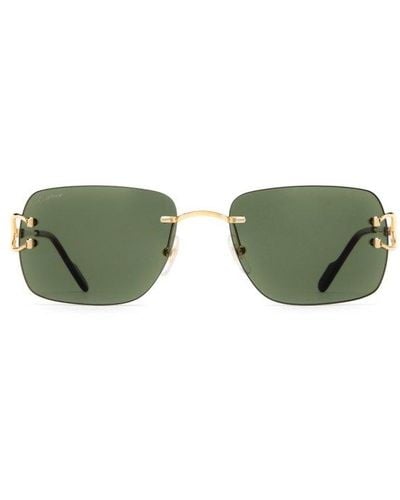 Cartier Rectangular Frame Sunglasses - Green