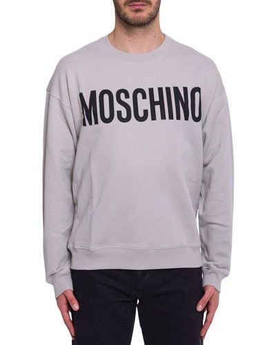 Moschino Logo Printed Crewneck Sweatshirt - Gray