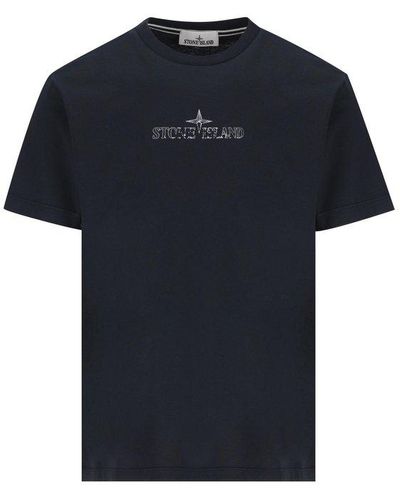 Stone Island Logo Printed T-shirt - Blue
