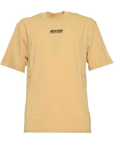 Moschino Logo Embroidered Crewneck T-shirt - Yellow