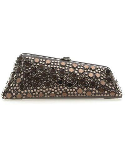 The Attico Long Night Stud Embellished Cluth Bag - Brown