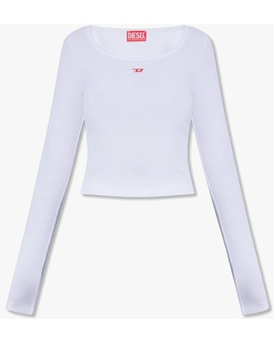 DIESEL Ribbed Logo-patch Top - White
