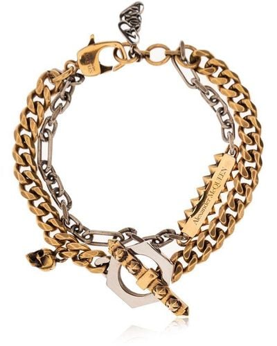 Alexander McQueen Brass Bracelet, - Metallic