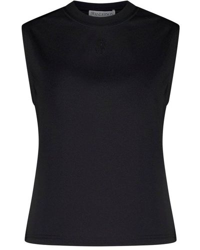 JW Anderson Anchor Embroidered Tank Top - Black
