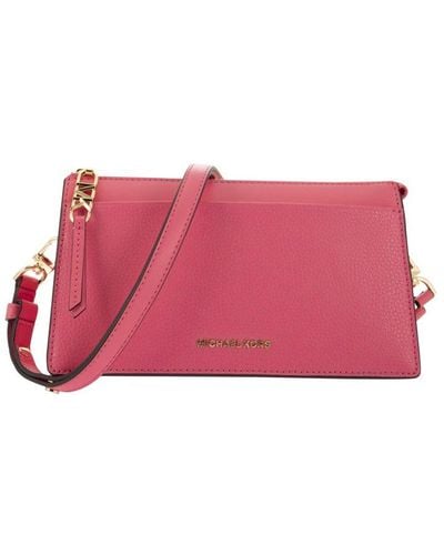 Michael Kors Large Gusset Rose Pink Leather Crossbody Bag