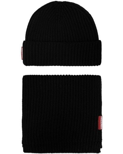 DSquared² Hat And Scarf Set - Black