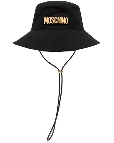 Moschino Bucket Hat With Logo, - Black