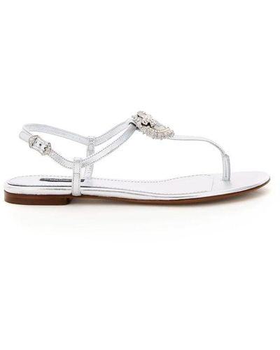 Dolce & Gabbana Metallic Strap Sandals - White