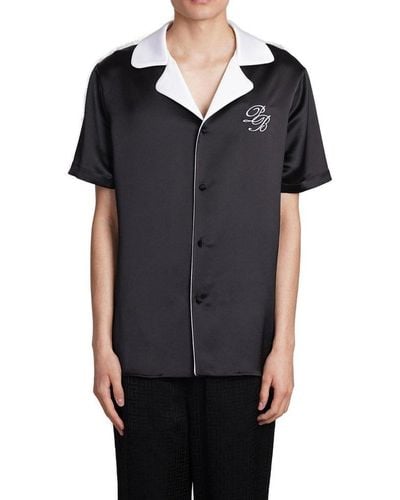 Balmain Pb Signature Satin Short-sleeved Shirt - Black