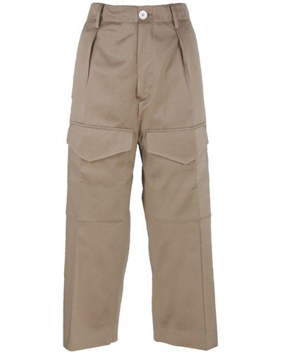 Setchu Button Detailed Cropped Pants - Natural
