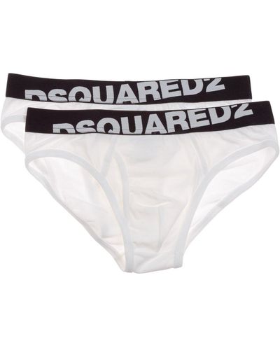 DSquared² Two Pack Logo Waistband Briefs - White