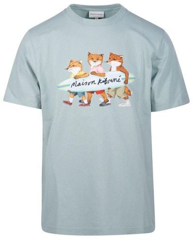 Maison Kitsuné Surfing Foxes Comfort T-shirt - Blue