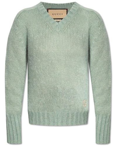Gucci V-neck Sweater, - Green