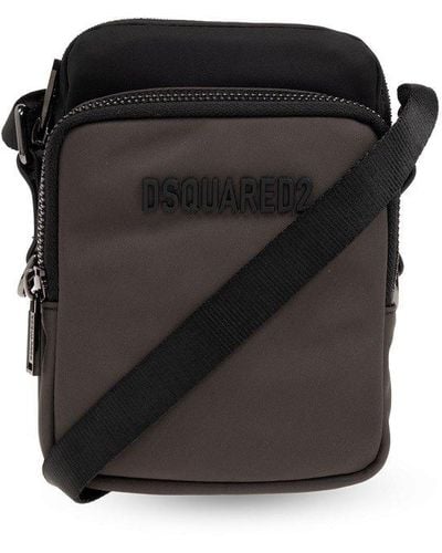 DSquared² Logo Plaque Zipped Shoulder Bag - Black