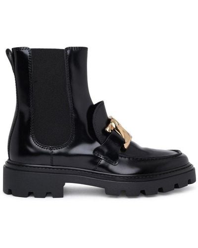 Tod's Logo Plaque Chunky Boots - Black