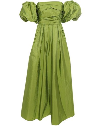 Max Mara Studio Taffeta Over-the-shoulder Midi Dress - Green