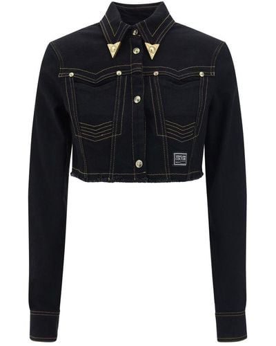 Versace Cropped Denim Jacket - Black