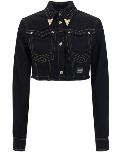 Versace Jeans Couture Cropped Denim Jacket - Black