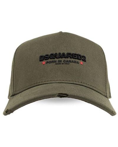 DSquared² Rocco Twill Distressed Baseball Hat - Green