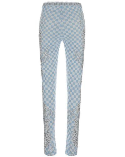 Versace Check-printed Trousers - Blue