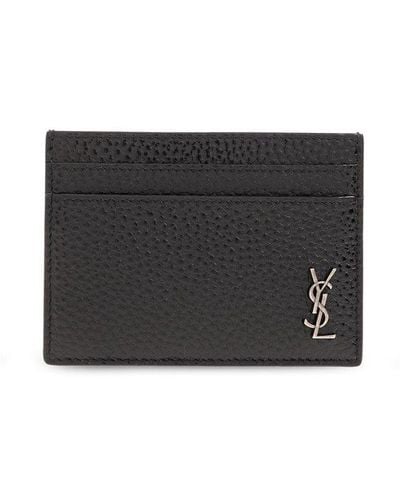 Saint Laurent Leather Card Case, - Black