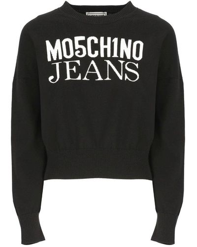Moschino Logo Intarsia-knitted Crewneck Jumper - Black