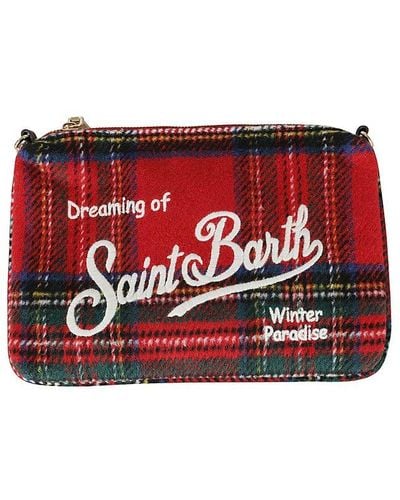 Mc2 Saint Barth Logo Embroidered Checked Clutch Bag