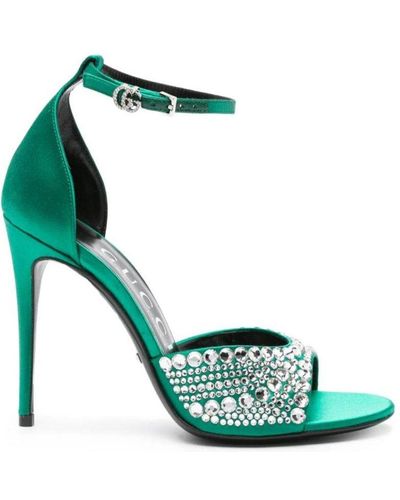 Gucci Embellished Heeled Sandals - Green