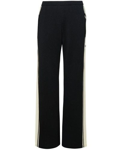 Palm Angels Side Stripe Detailed Knitted Track Trousers - Black