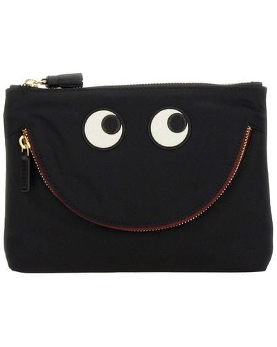 Anya Hindmarch Happy Eyes Zipped Pouch - Black